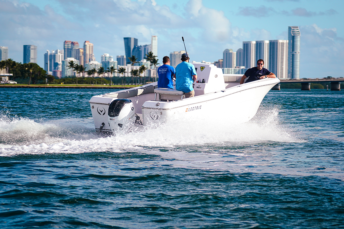 Vision Marine’s flagship E-Motion™ 180E electric marine powertrain.